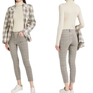 FRAME Le High Skinny checked cotton-blend twill skinny pants Size 26